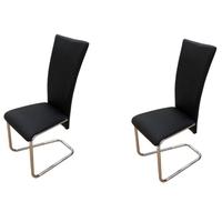 2 pcs Artificial Leather Iron Black Dining Chair