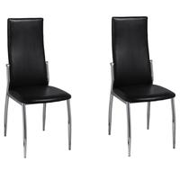 2 pcs artificial leather iron black dining chair