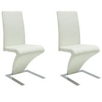 2 pcs artificial leather iron white dining chair zigzag shape