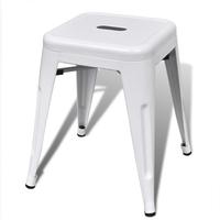 2 pcs White Stackable Small Metal Stool