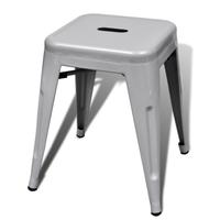 2 pcs Grey Stackable Small Metal Stool