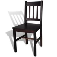 2 pcs brown wood dining chair