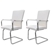 2 pcs Artificial Leather Iron White Dining Chair