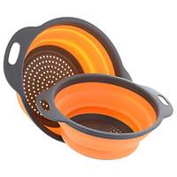 2 Pieces Collapsible Silicone Colander Folding Kitchen Silicone Strainer Including One 8 Inch and One 9.5 Inch Random Color
