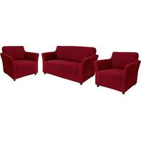 2-Seater Sofa and Armchair Set, Wine, Polyester and Elastane