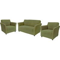 2-Seater Sofa and Armchair Set, Green, Polyester and Elastane