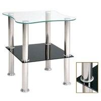 2 Tier Glass Side Table With Black Sparkle Undershelf