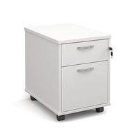 2 DRW MOBILE PEDESTAL, SILVER HANDLES - WHITE