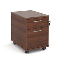 2 DRW MOBILE PEDESTAL, SILVER HANDLES - WALNUT