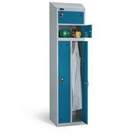 2 PERSON LOCKER WITH SLOPING TOP BODY/DOOR COLOUR SILVER /BLUE