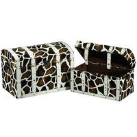 2 Faux Leather Giraffe Print Storage Trunk