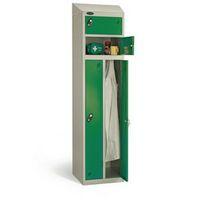 2 person locker with sloping top bodydoor colour silver green