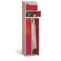 2 person locker with sloping top bodydoor colour silver red