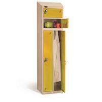 2 PERSON LOCKER WITH SLOPING TOP BODY/DOOR COLOUR SILVER /YELLOW