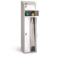 2 PERSON LOCKER WITH SLOPING TOP BODY/DOOR COLOUR SILVER /WHITE