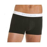 2 Pack Mens Haigman Boxers Underwear Cotton Briefs Boxers Flexible Trunks (XL, Black)