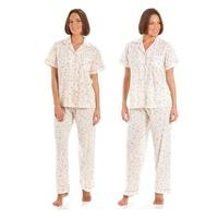 2 Pack Of Ladies Marquise Floral Polycotton Long Pyjamas Nightwear Sleepwear