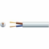 2 core round mains PVC, 2 x 48/0.2mm, 15A, 7.4mmØ, White, 100m