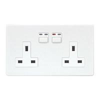 2 Gang 13A Socket - White