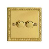 2-Gang 2-Way Georgian Brass LED Dimmer