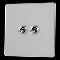 2 gang 10a toggle switch polished chrome