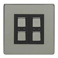 2 Gang Dimmer 250W - Black/Chrome