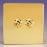 2-Gang 10A Toggle Switch - Polished Brass