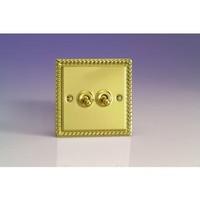 2-Gang 10A Toggle Switch - Georgian Brass