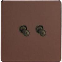 2-Gang 10A Toggle Switch - Mocha