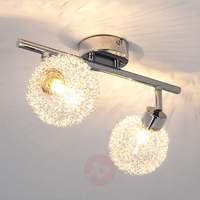 2-bulb ceiling lamp Ramon with wire balls
