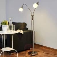 2-bulb LED floor lamp Elaina, nickel matte