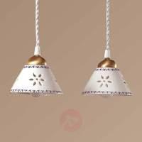 2-bulb NONNA hanging light, made of white ceramic