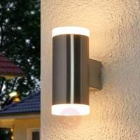 2 bulb led outdoor wall light eliano steel