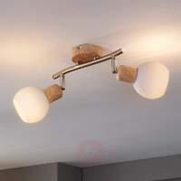 2-bulb LED spotlight Svenka in wood look