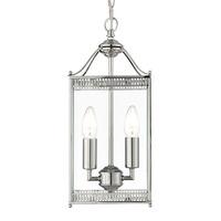 2 Light Chrome Rectangular Lantern Pendant