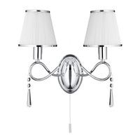 2 Chrome Finish Wall Light With Glass Drops And White String Sha