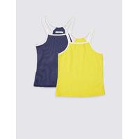 2 Pack Cotton Vest Tops with Stretch (3-14 Years)