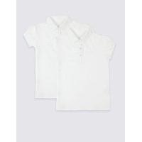 2 pack girls cotton polo shirts with stretch