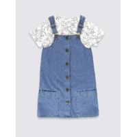 2 Piece Pure Cotton Pinny & Tee Outfit (3-14 Years)