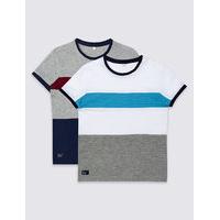 2 Pack Colour Block T-Shirts (3-14 Years)