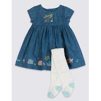 2 piece embroidered baby dress with tights