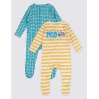 2 Pack Pure Cotton Baby Sleepsuits