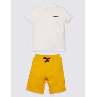 2 Piece Cotton Rich Towelling Polo Shirt & Shorts Outfit