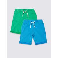 2 Pack Cotton Rich Shorts (3-14 Years)