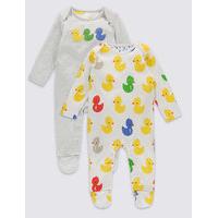 2 Pack Bath Time Duck Sleepsuits