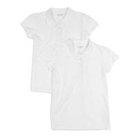 2 Pack Girls\' Pure Cotton Scallop Edge Polo Shirts with Stain Away