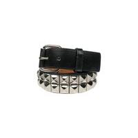 2 Row Silver Pyramid Stud Belt - Size: M