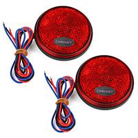 2 X Carchet Car Red Round Brake Stop Tail Rear Light Lamp Bulb High Power