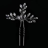 2 Pieces Exquisite Crystal Alloy Headpiece-Wedding Special Occasion Casual Hair Clip Hair Pin Hair Stick