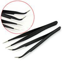 2 Nail Art Picking Tool Rhinestones Gem Decor Black Eyelash Tweezers